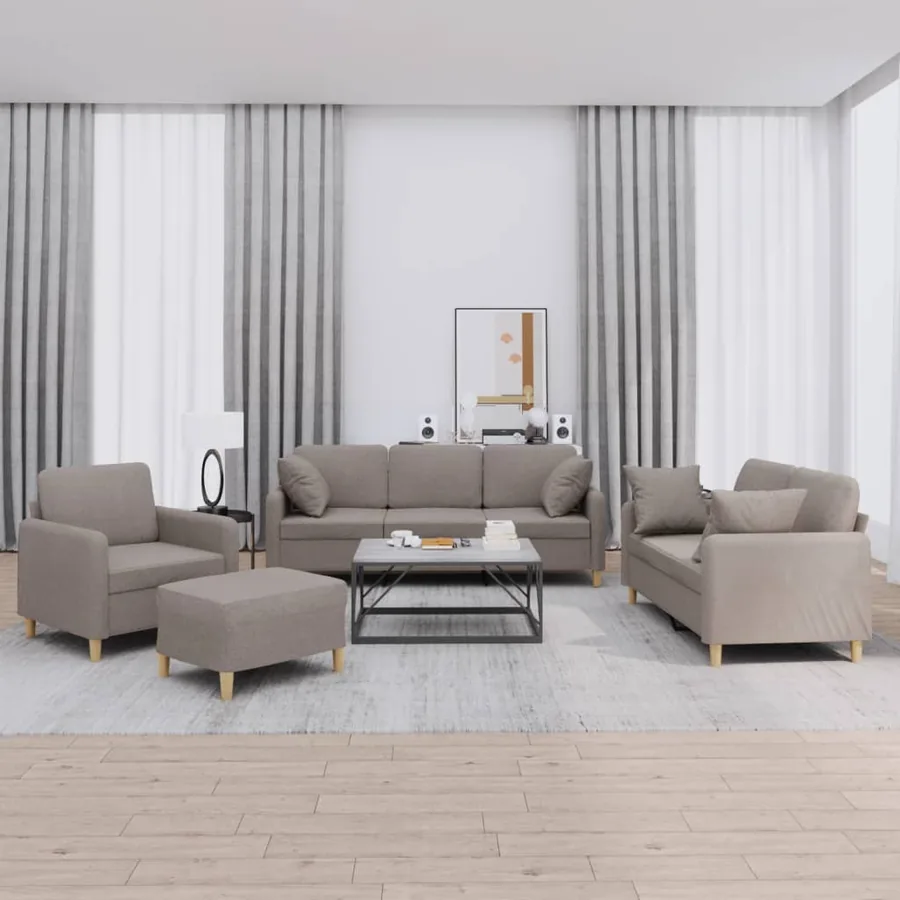 Ensemble de canapés 4 pcs avec coussins taupe tissu