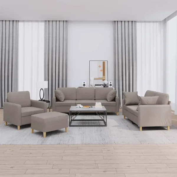 Ensemble de canapés 4 pcs avec coussins taupe tissu