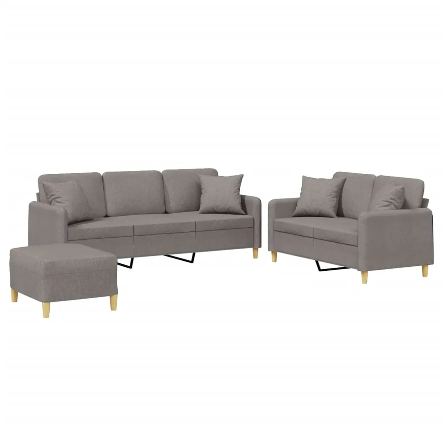 Ensemble de canapés 3 pcs avec coussins taupe tissu - 2