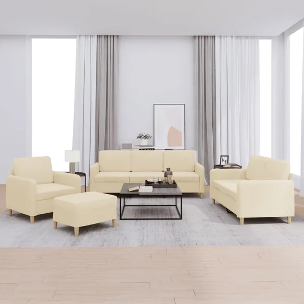 Ensemble de canapés 4 pcs avec coussins Crème Tissu