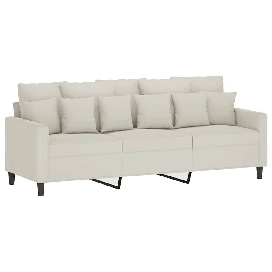 Canapé à 3 places avec repose-pieds Crème 180 cm Velours - 4