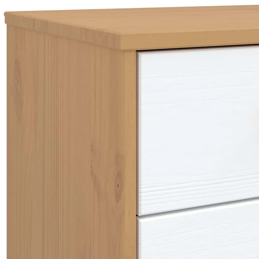 Armoire à tiroirs OLDEN blanc et marron bois de pin solide - 10