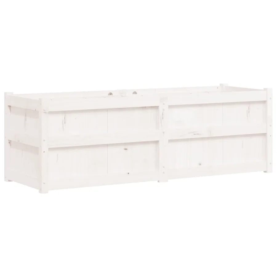 Jardinière blanc 150x50x50 cm bois massif de pin - 2