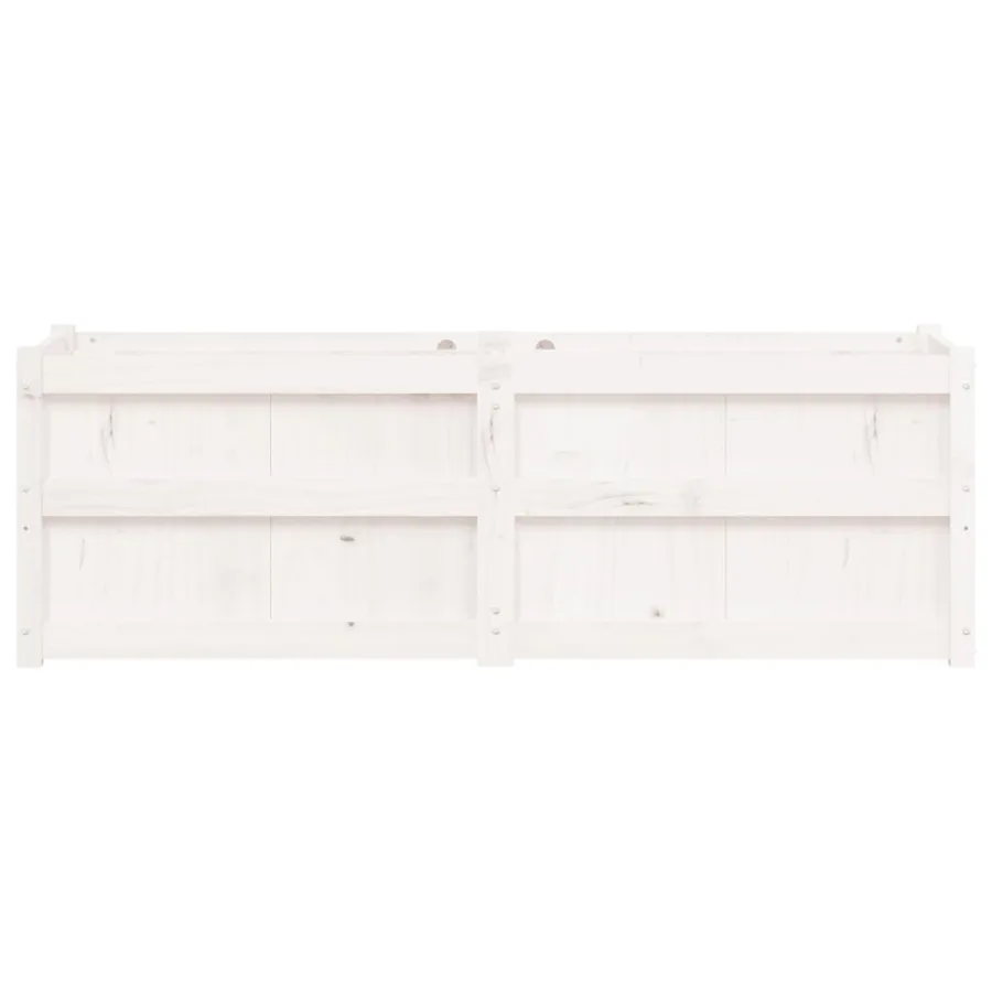 Jardinière blanc 150x50x50 cm bois massif de pin - 5