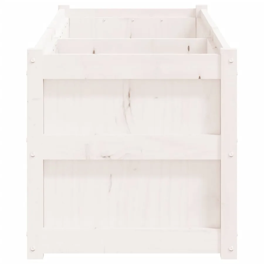 Jardinière blanc 150x50x50 cm bois massif de pin - 6