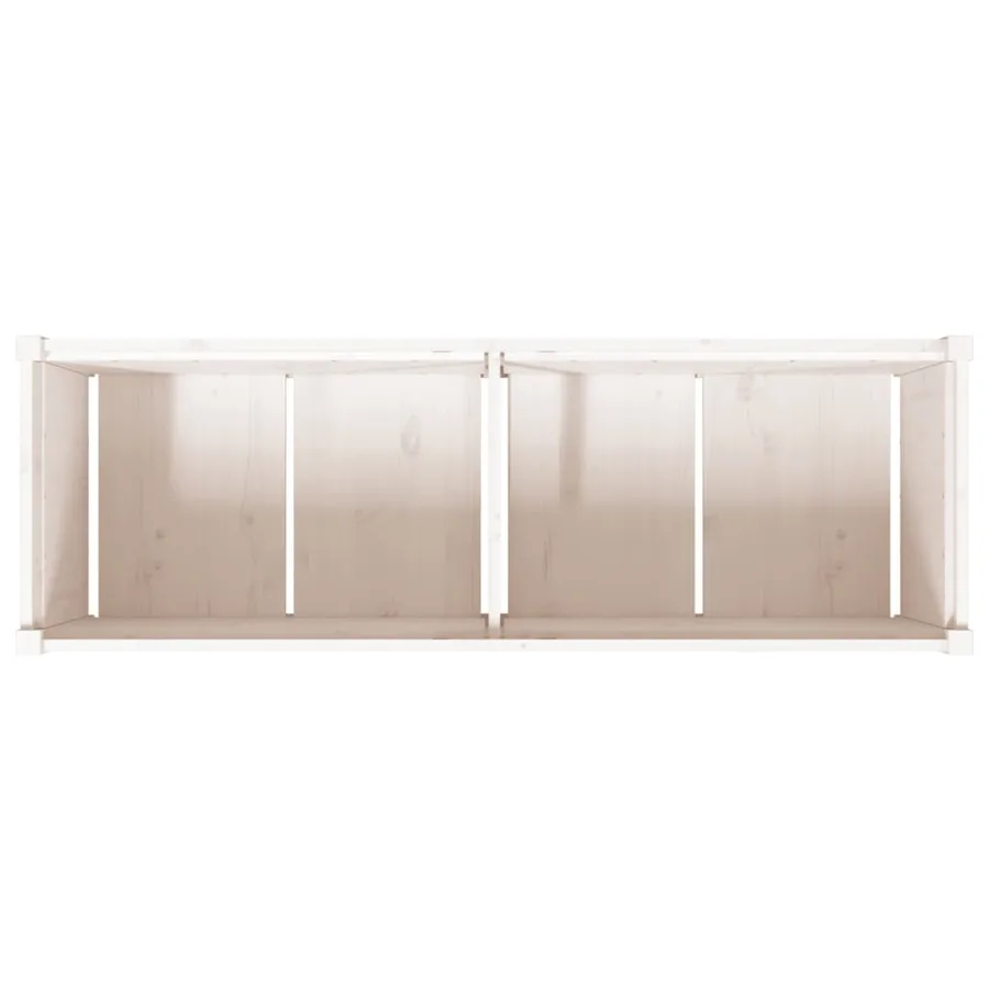 Jardinière blanc 150x50x50 cm bois massif de pin - 8