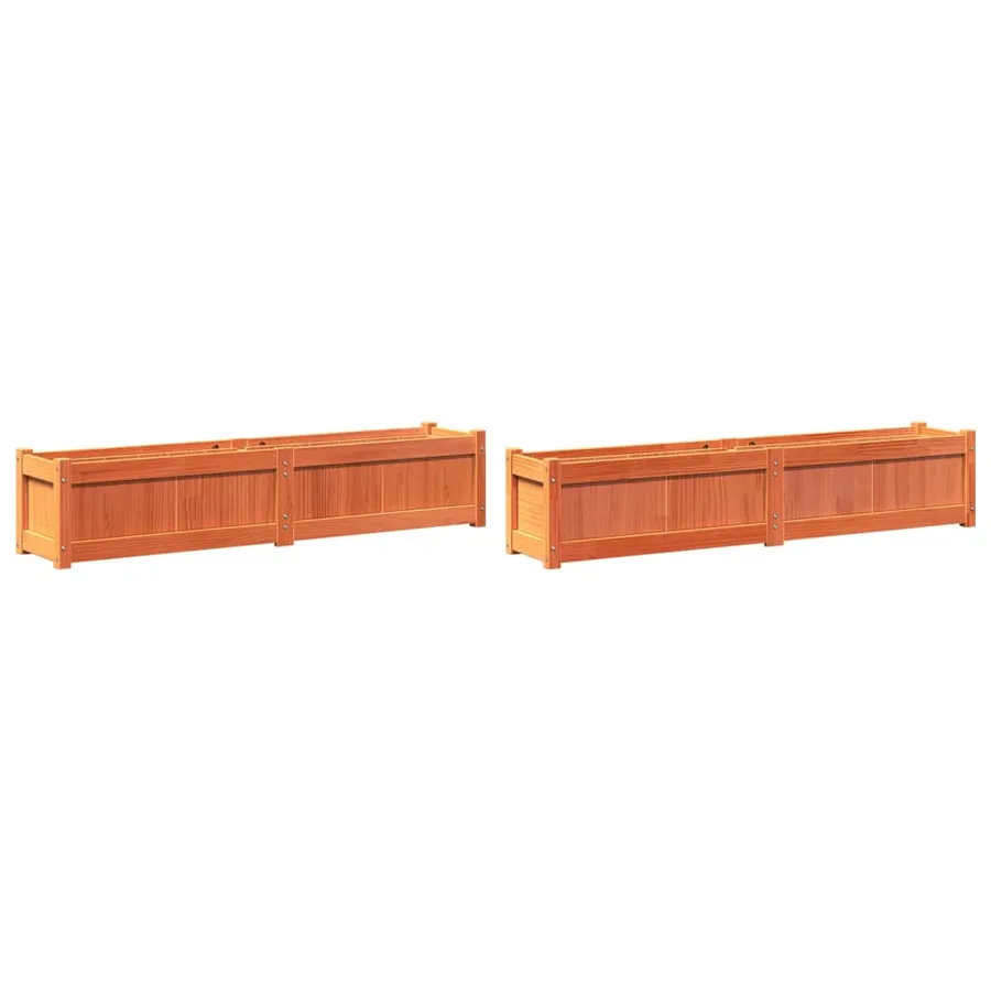 Jardinières 2 pcs cire marron bois de pin massif - 2