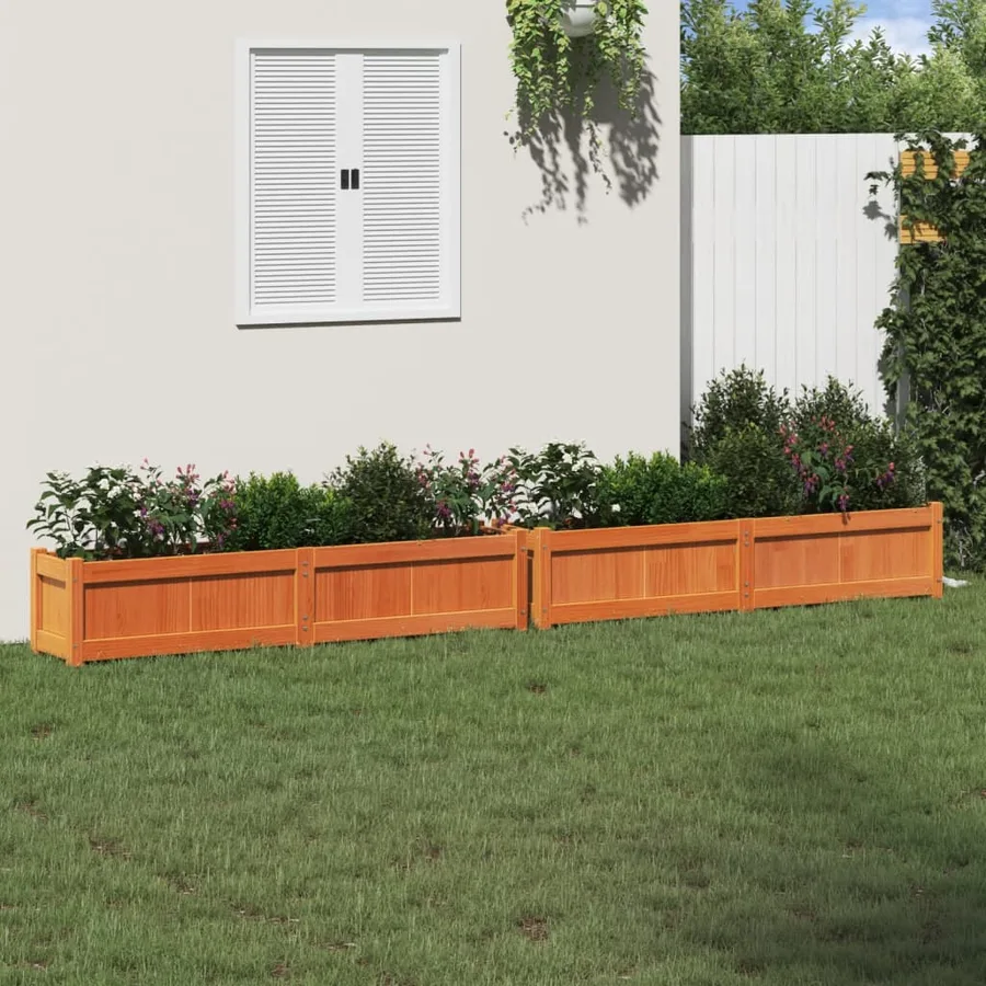 Jardinières 2 pcs cire marron bois de pin massif - 3