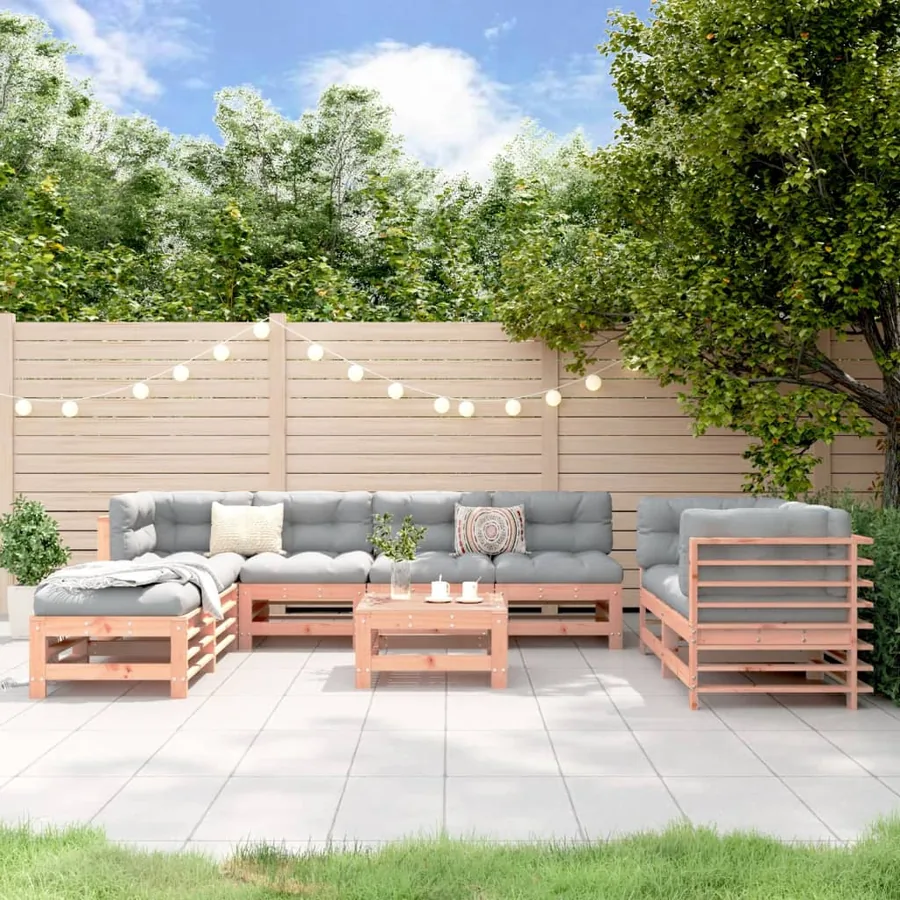 Salon de jardin 9 pcs bois massif douglas