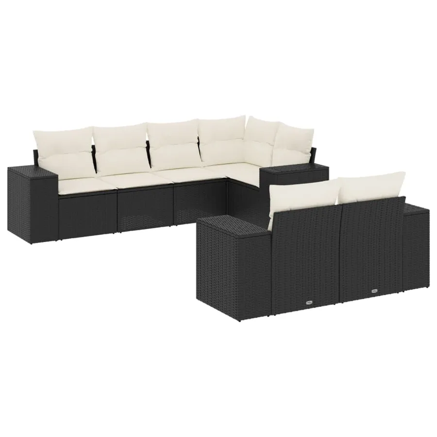 Salon de jardin 7 pcs avec coussins noir résine tressée 62 x 62 x 69 cm - 65,3 kg - 2
