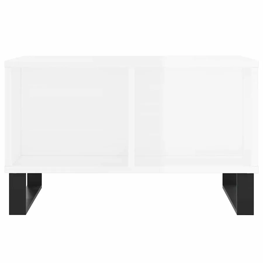 Table basse Blanc brillant 60x50x36,5 cm Bois d'ingénierie - 4