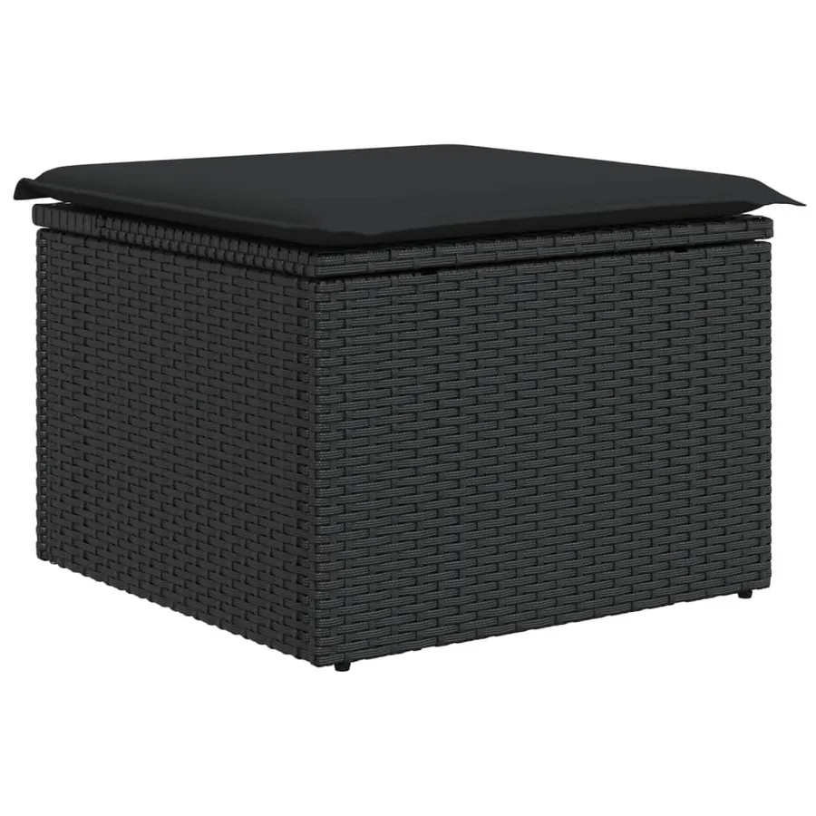 Salon de jardin 9 pcs avec coussins noir résine tressée - 12