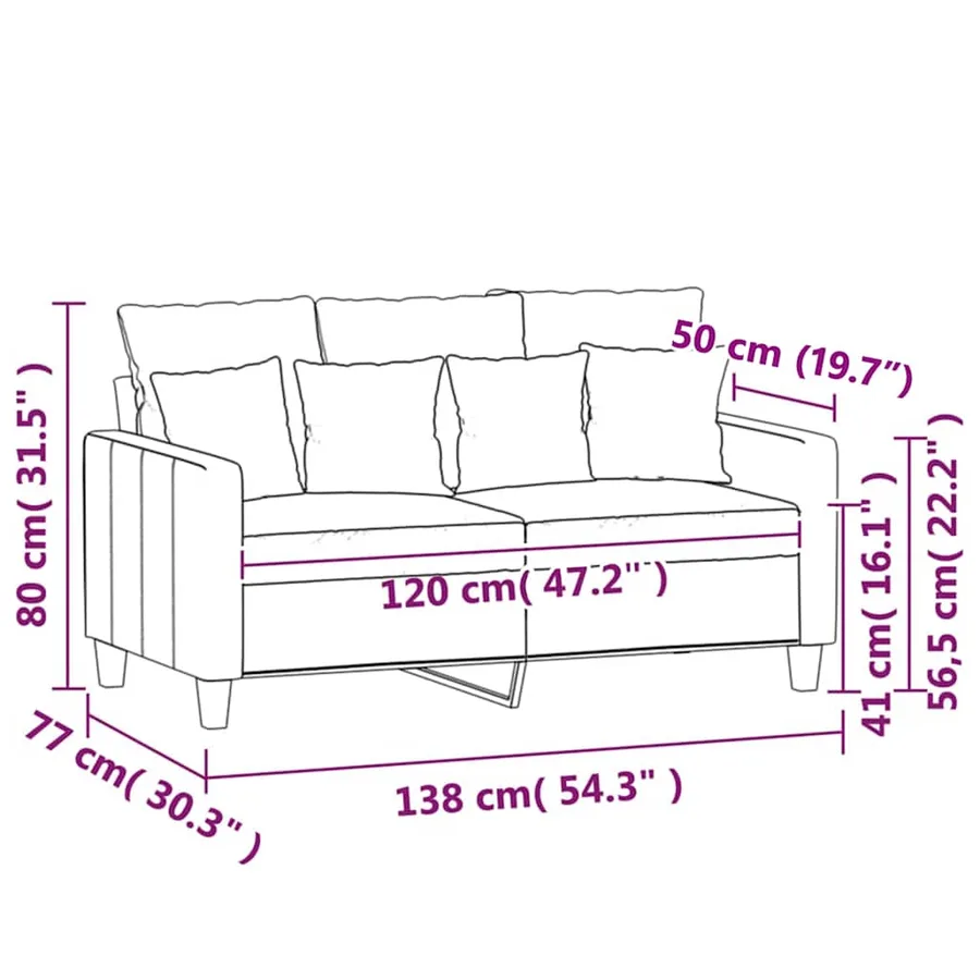 Canapé à 2 places Marron 120 cm Velours - 8