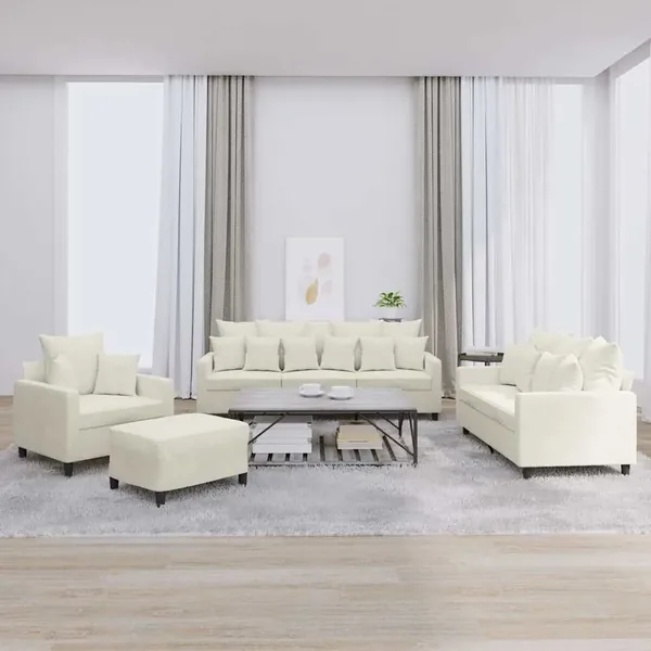 Ensemble de canapés 4 pcs avec coussins Crème Velours