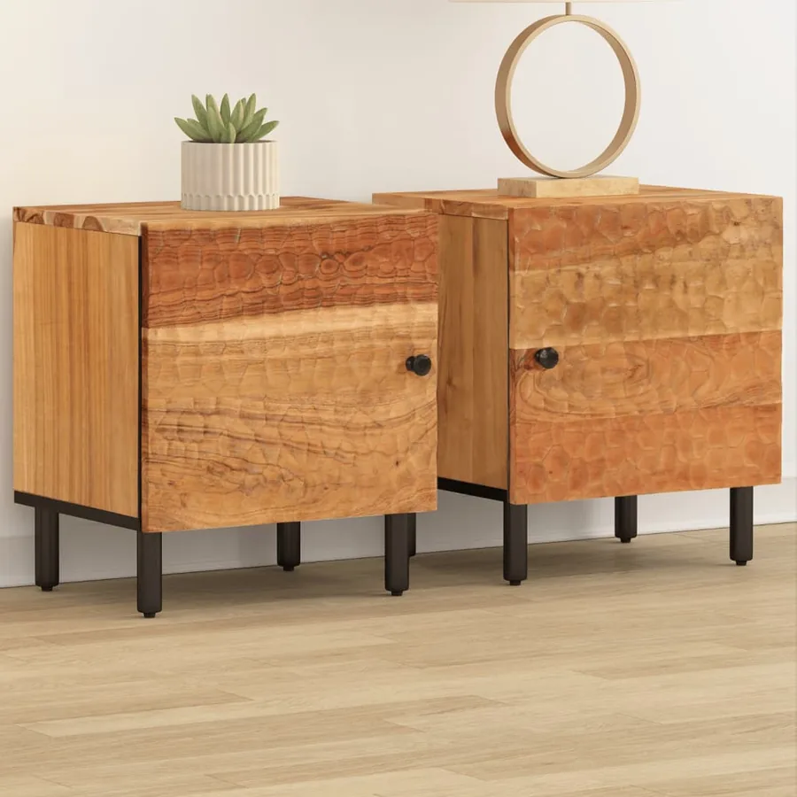 Tables de chevet 2 pcs 40x33x46 cm Bois d'acacia massif