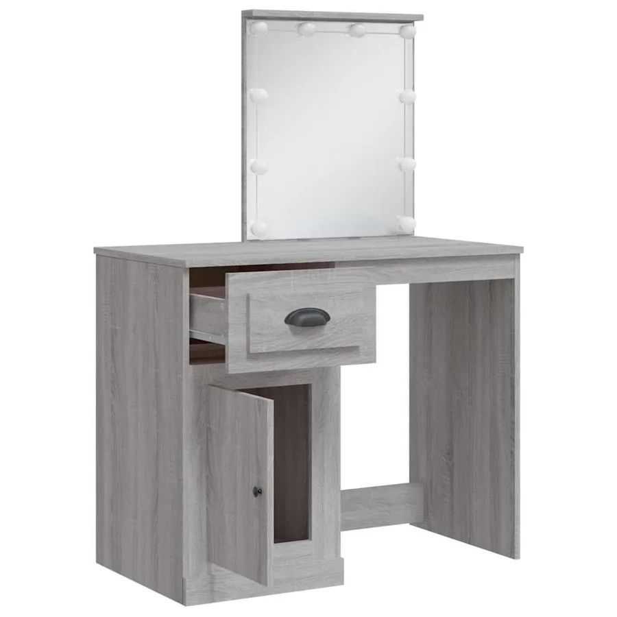 Coiffeuse avec lumières LED sonoma gris 90x42x132,5 cm - 4