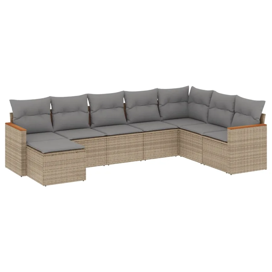 Salon de jardin avec coussins 8pcs mélange beige résine tressée - 2