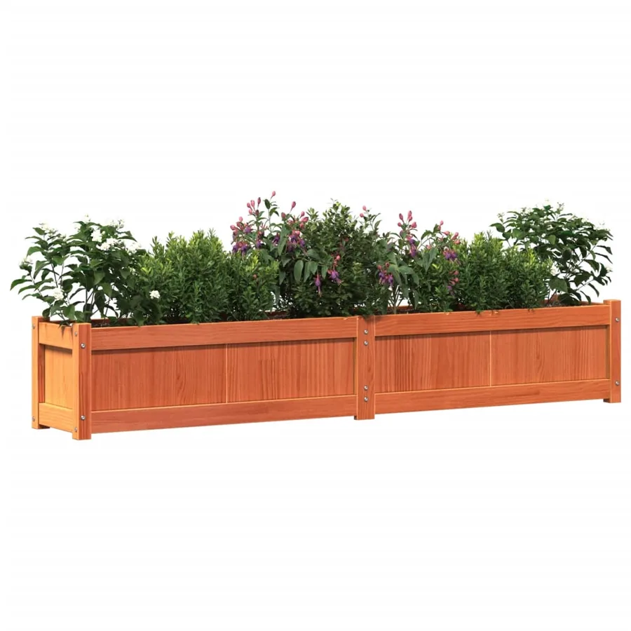 Jardinière cire marron 180x31x31 cm bois de pin massif - 4