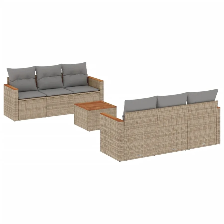Salon de jardin avec coussins 7pcs mélange beige résine tressée - 2