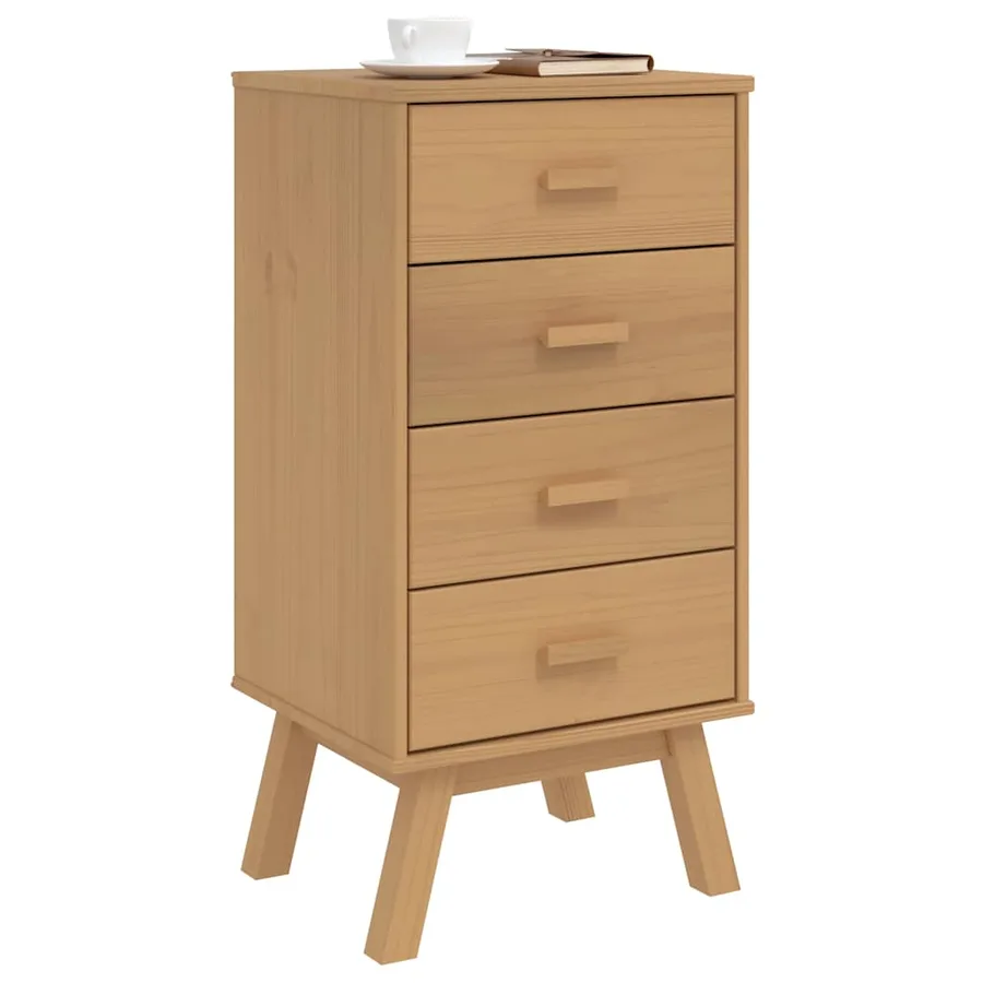 Table de chevet OLDEN marron bois de pin solide - 4