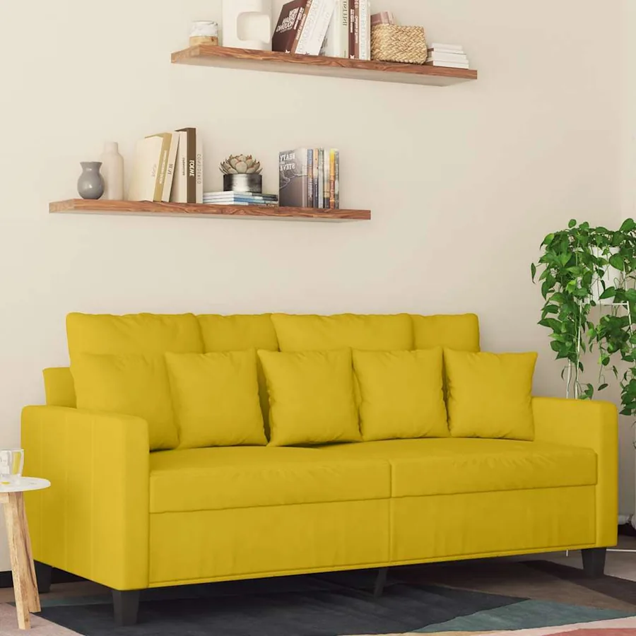 Canapé à 2 places Jaune 140 cm Velours