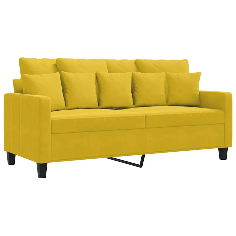 Canapé à 2 places Jaune 140 cm Velours - 2