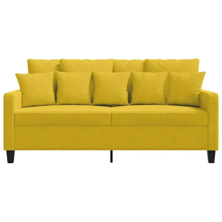 Canapé à 2 places Jaune 140 cm Velours - 4
