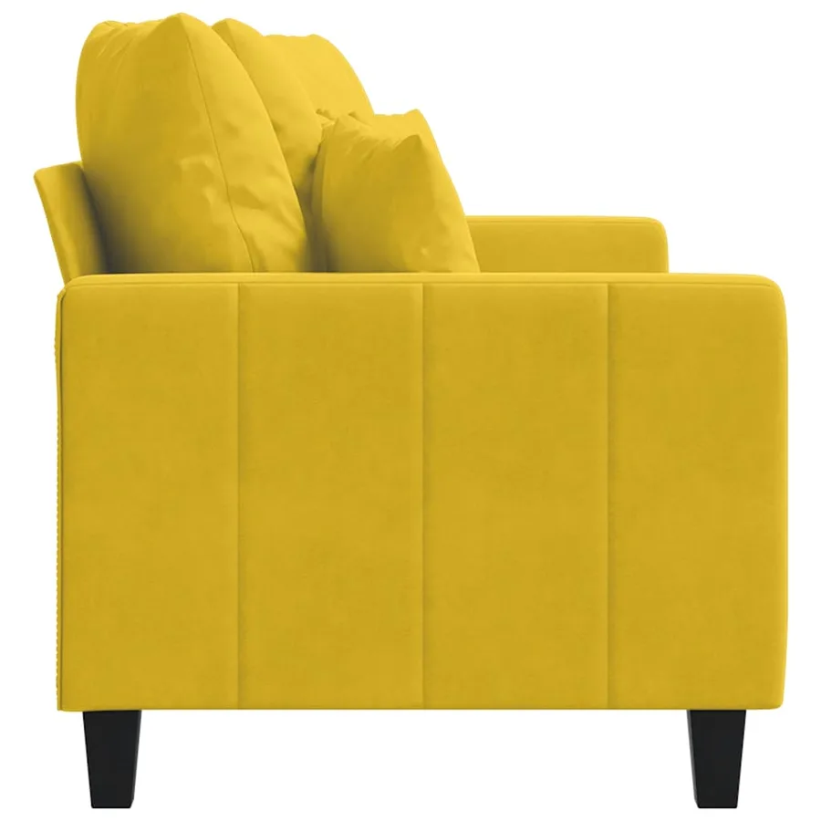 Canapé à 2 places Jaune 140 cm Velours - 5