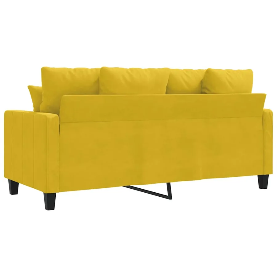Canapé à 2 places Jaune 140 cm Velours - 6