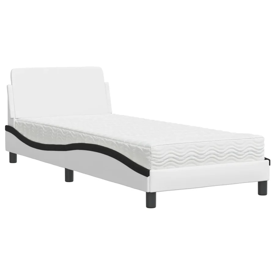 Lit avec matelas Dover blanc et noir 80x200 cm similicuir - 2