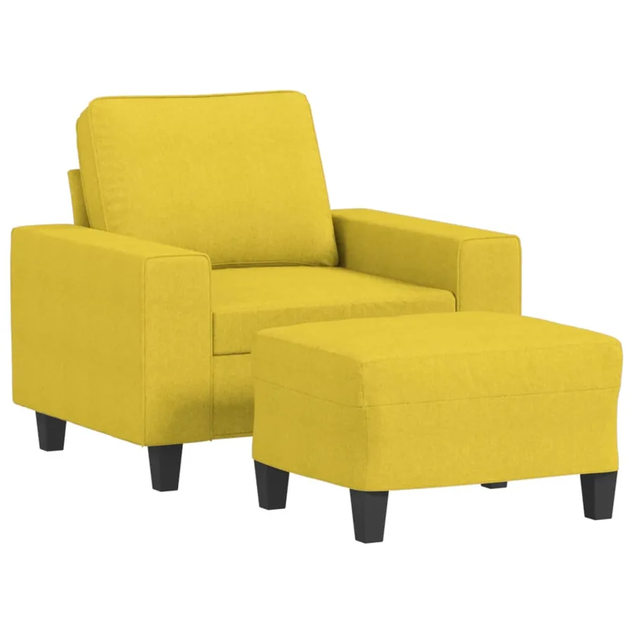 Fauteuil avec repose-pied Jaune clair 60 cm Tissu - 2