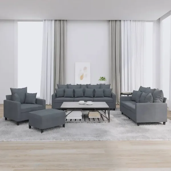 Ensemble de canapés 4 pcs avec coussins Gris foncé Velours