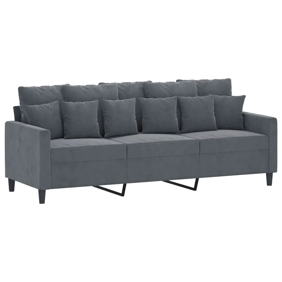 Ensemble de canapés 4 pcs avec coussins Gris foncé Velours - 3