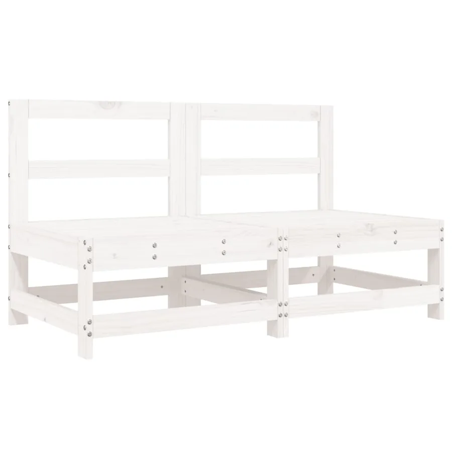 Salon de jardin 8 pcs Blanc Bois de pin massif - 3