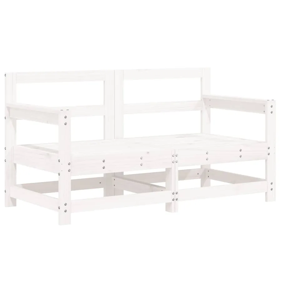 Salon de jardin 7 pcs Blanc Bois de pin massif - 3