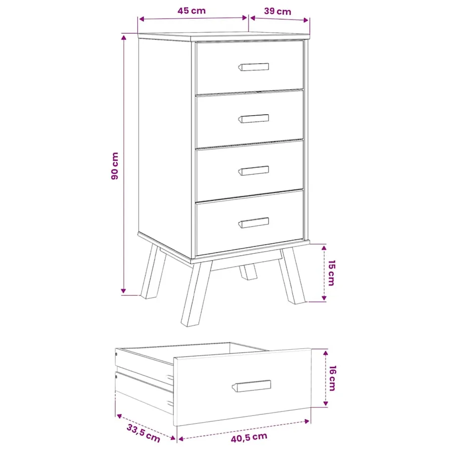 Table de chevet OLDEN blanc et marron bois de pin solide - 12