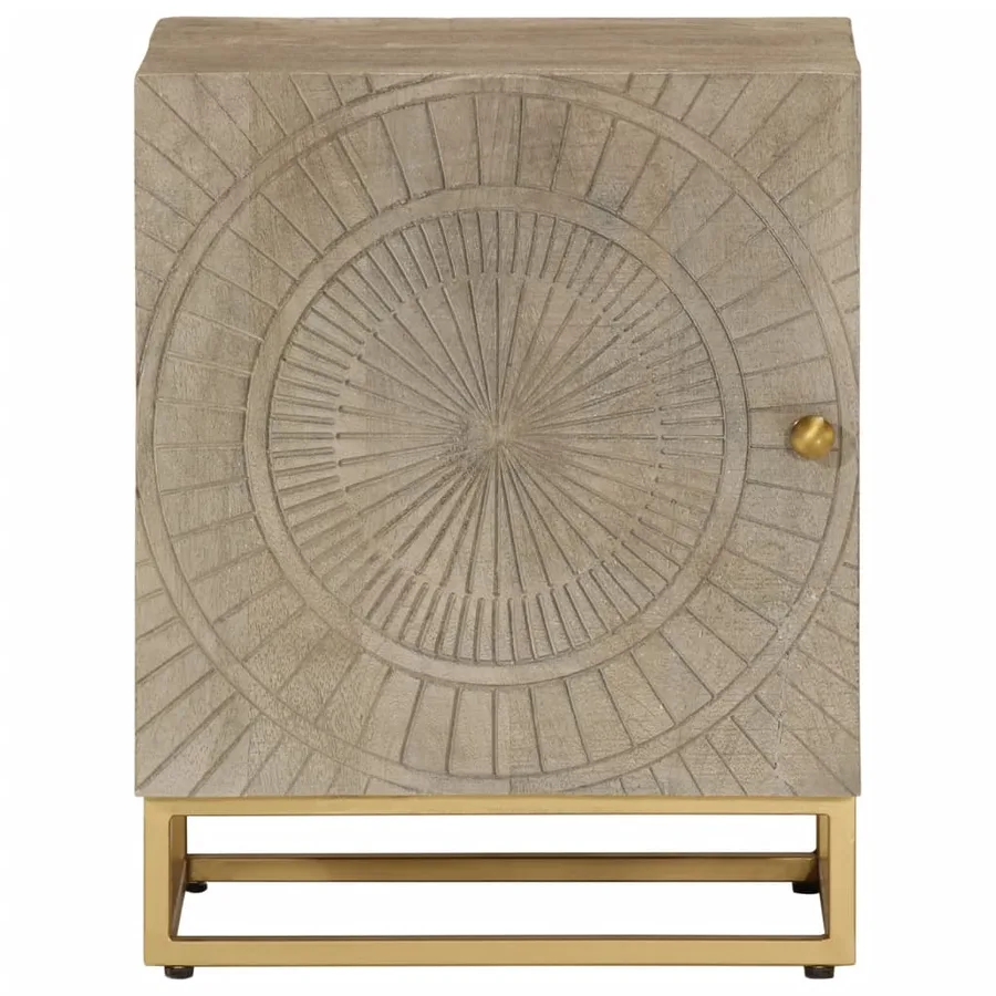 Table de chevet 40x30x50 cm bois massif manguier et fer - 3
