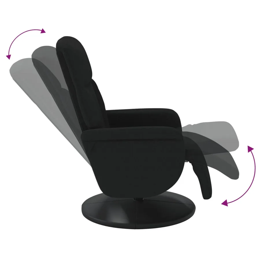 Fauteuil inclinable avec repose-pied noir velours - 6