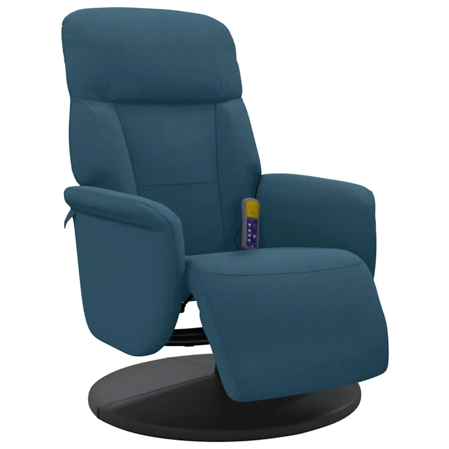 Fauteuil inclinable de massage avec repose-pied bleu velours - 3