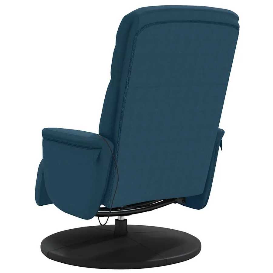 Fauteuil inclinable de massage avec repose-pied bleu velours - 6