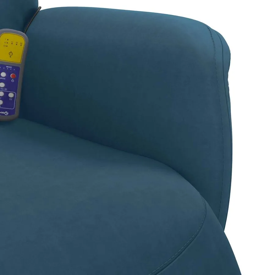Fauteuil inclinable de massage avec repose-pied bleu velours - 8