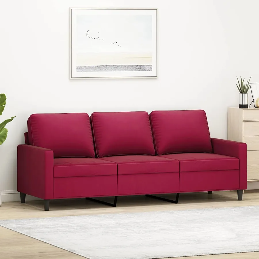 Canapé à 3 places Rouge bordeaux 180 cm Velours