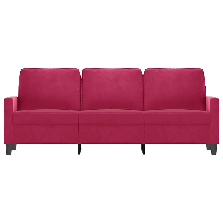 Canapé à 3 places Rouge bordeaux 180 cm Velours - 3