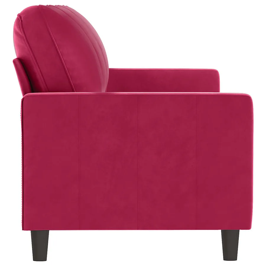 Canapé à 3 places Rouge bordeaux 180 cm Velours - 4