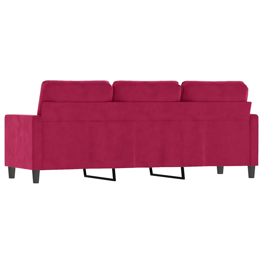 Canapé à 3 places Rouge bordeaux 180 cm Velours - 5