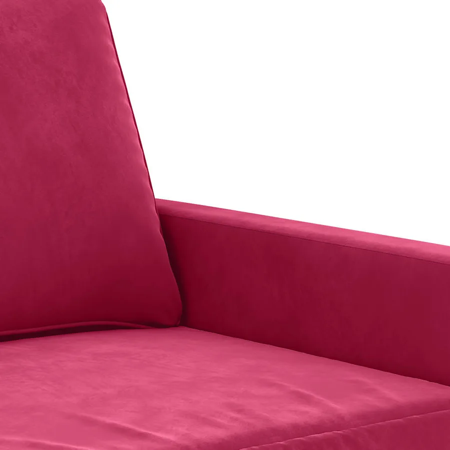 Canapé à 3 places Rouge bordeaux 180 cm Velours - 6