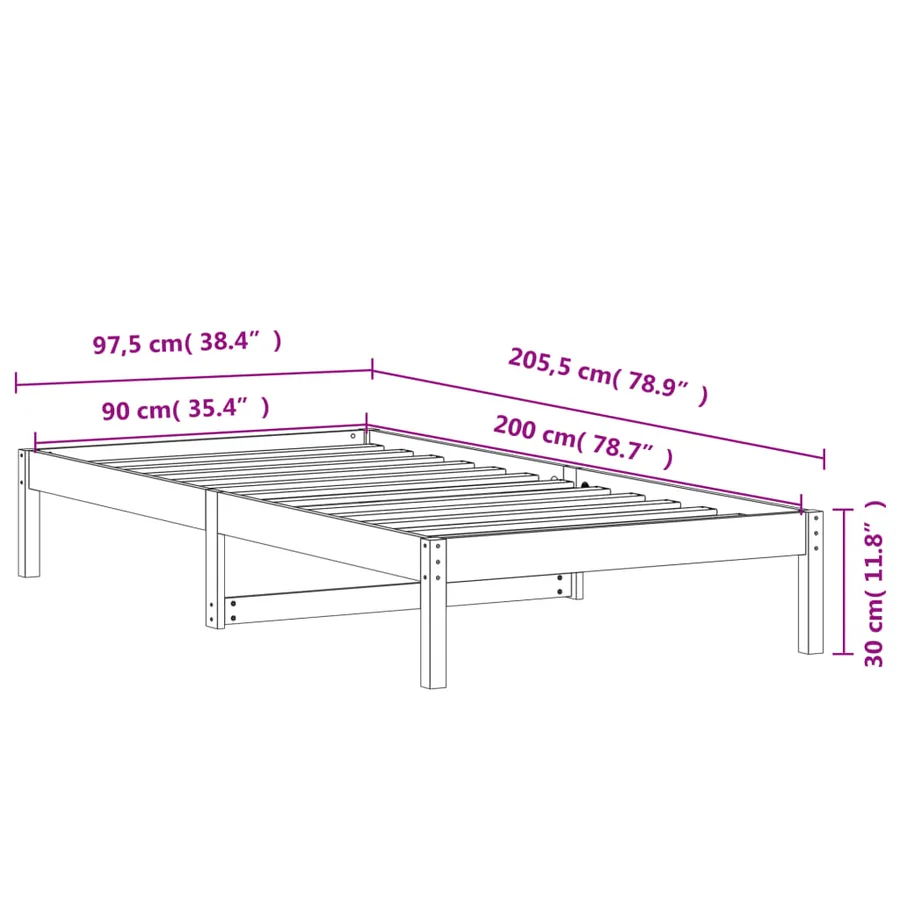 Lit de jour sans matelas cire marron 90x200 cm bois pin massif - 9