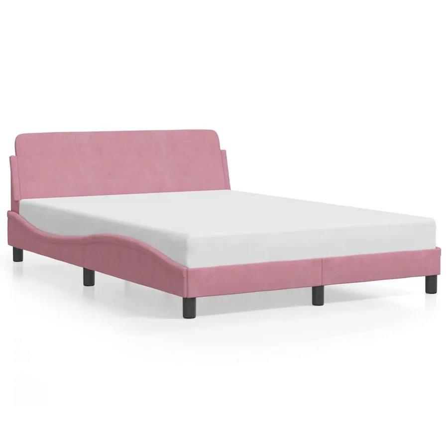 Cadre de lit avec tête de lit Dover rose 140x200cm velours - 2