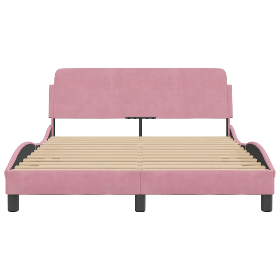 Cadre de lit avec tête de lit Dover rose 140x200cm velours - 4