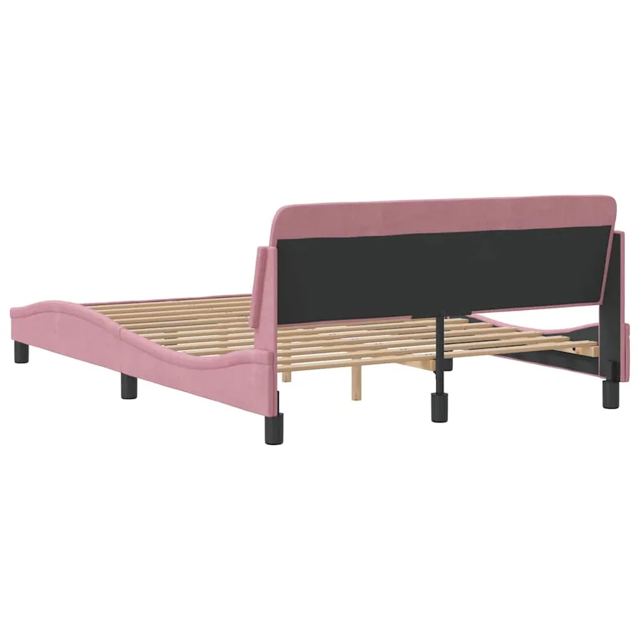 Cadre de lit avec tête de lit Dover rose 140x200cm velours - 6
